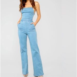 Denim Wash Jumpsuit Fashion Nova New with tags
